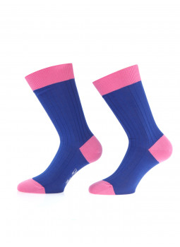 Mens socks over of Scotland 100% cotton indigo and pink