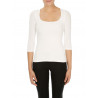 T-shirt woman square neck and three quarter sleeves in viscose stretch