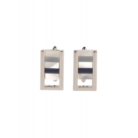 Cufflinks, metal rectangle mother-of-pearl 