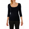 T-shirt woman square neck and three quarter sleeves in viscose stretch