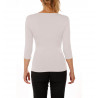 T-shirt woman's square neck 3/4 sleeve in viscose stretch