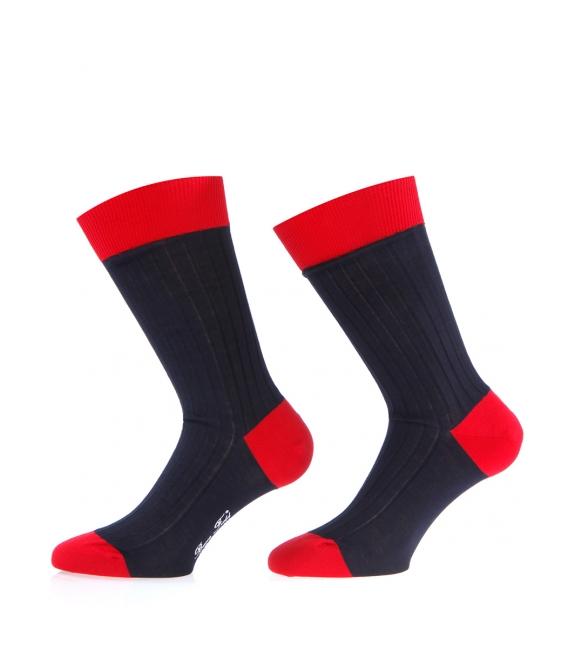 Mens socks over of Scotland 100% cotton navy and red