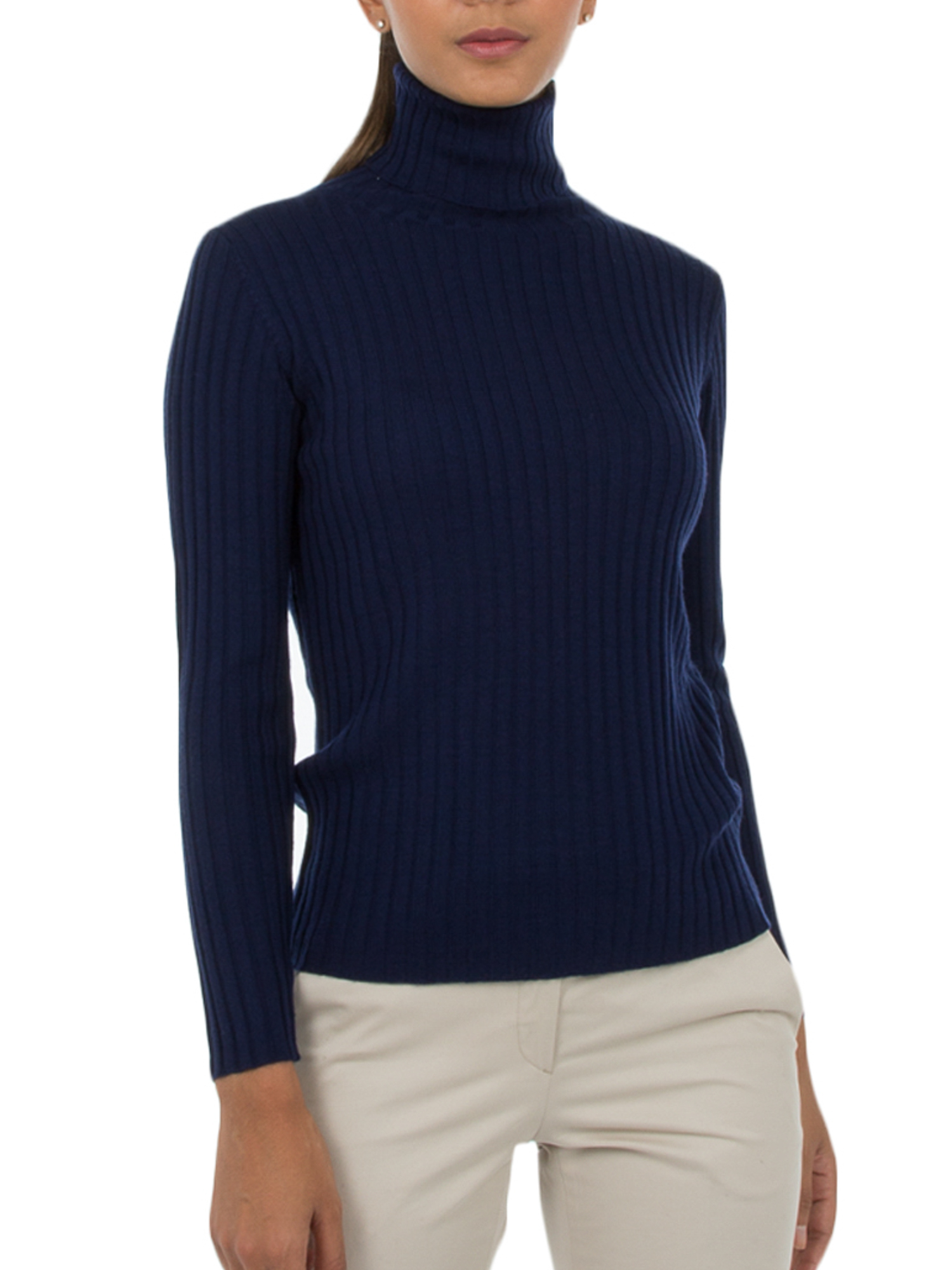 Pull femme col roulé côtelé 100% laine mérinos Bruce Field Pull femme col roulé côtelé 100% laine mérinos Bruce Field
