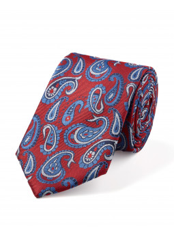 Cravate pure soie à motif cachemire fantaisie