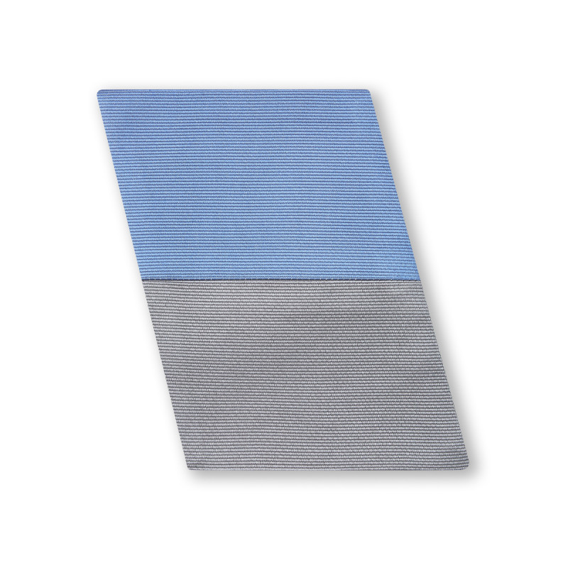 Pochette de costume en pure soie finement côtelée gris réversible bleu dur