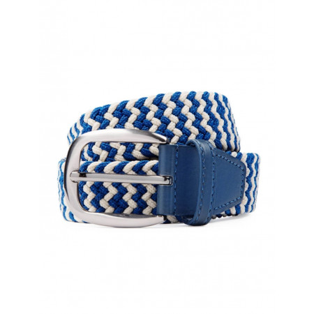 Braided belt elastic blue and beige