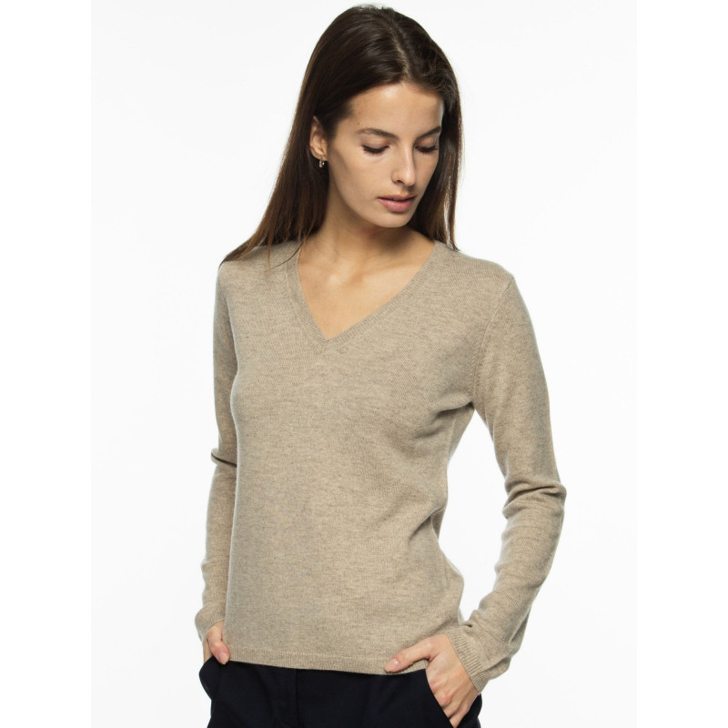 Sweater women V-neck in wool and cashmere 