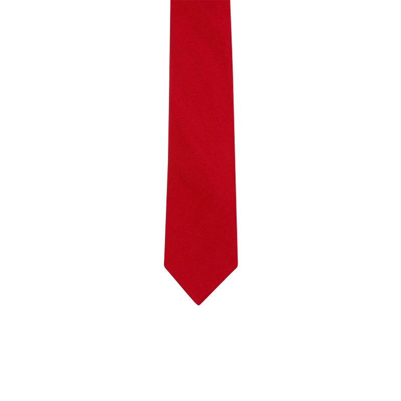 Cravate pure soie uni rouge doublure pois